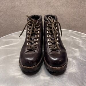 Scarpa Hiking Boots Mens 9 Brown Leather Vibram Lug Italy Vintage